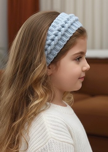 Mavi Örgü Bohem Saç Bandı - Görsel 8