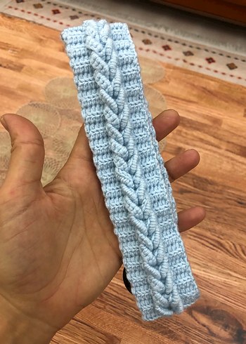 Mavi Örgü Bohem Saç Bandı - Görsel 6