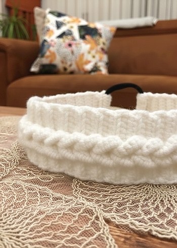 Mavi Örgü Bohem Saç Bandı - Görsel 5