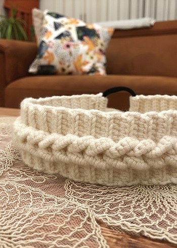 Mavi Örgü Bohem Saç Bandı - Görsel 4