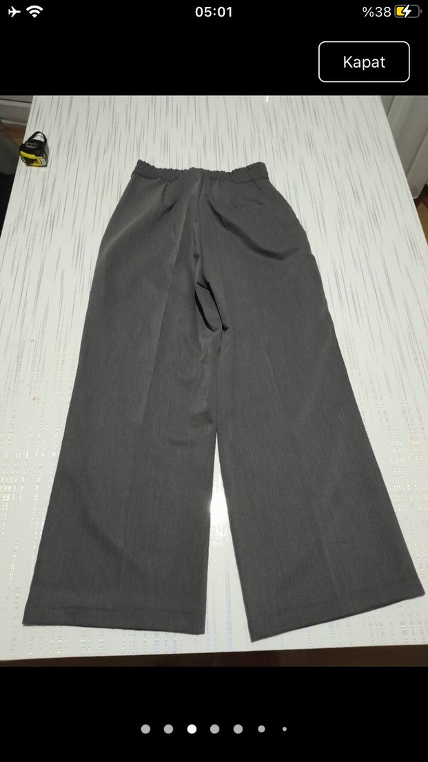Gri Midi Kadın Kumaş Pantolon - Görsel 2