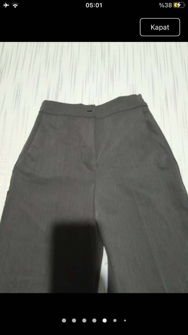 Gri Midi Kadın Kumaş Pantolon - Görsel 4