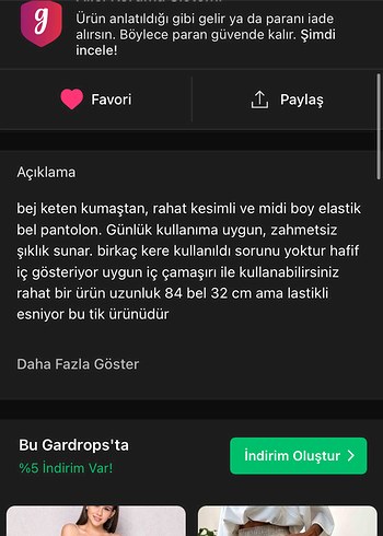 Bej Kadın Keten Rahat Kesim Pantolon - Görsel 5