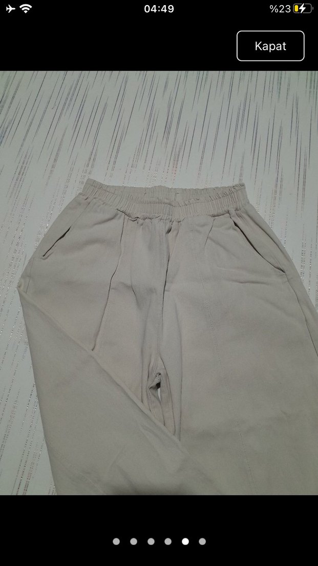 Bej Kadın Keten Rahat Kesim Pantolon - Görsel 4