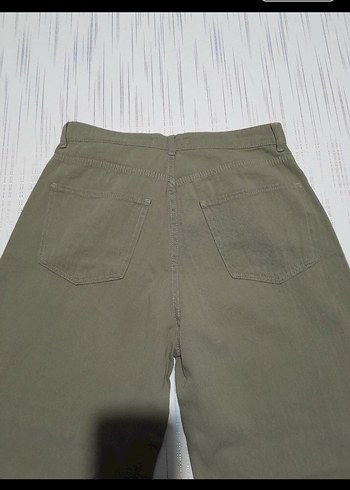 Haki Rahat Kesim Kadın Keten Pantolon - Görsel 9