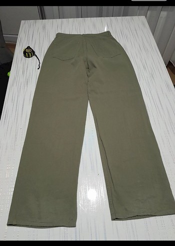 Haki Rahat Kesim Kadın Keten Pantolon - Görsel 2