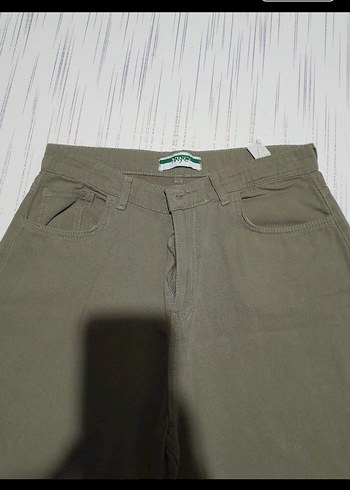 Haki Rahat Kesim Kadın Keten Pantolon - Görsel 6