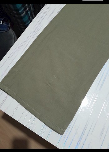 Haki Rahat Kesim Kadın Keten Pantolon - Görsel 3