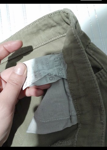 Haki Rahat Kesim Kadın Keten Pantolon - Görsel 8