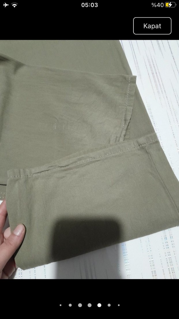 Haki Rahat Kesim Kadın Keten Pantolon - Görsel 5