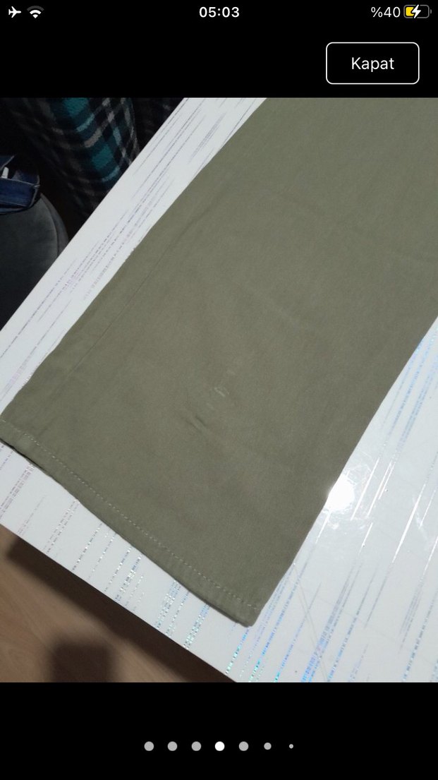 Haki Rahat Kesim Kadın Keten Pantolon - Görsel 3