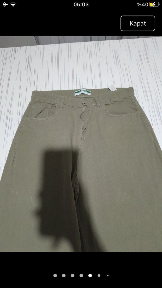 Haki Rahat Kesim Kadın Keten Pantolon - Görsel 4