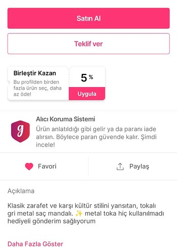 Gri Metal Tokalı Kadın Saç Tokası - Görsel 2