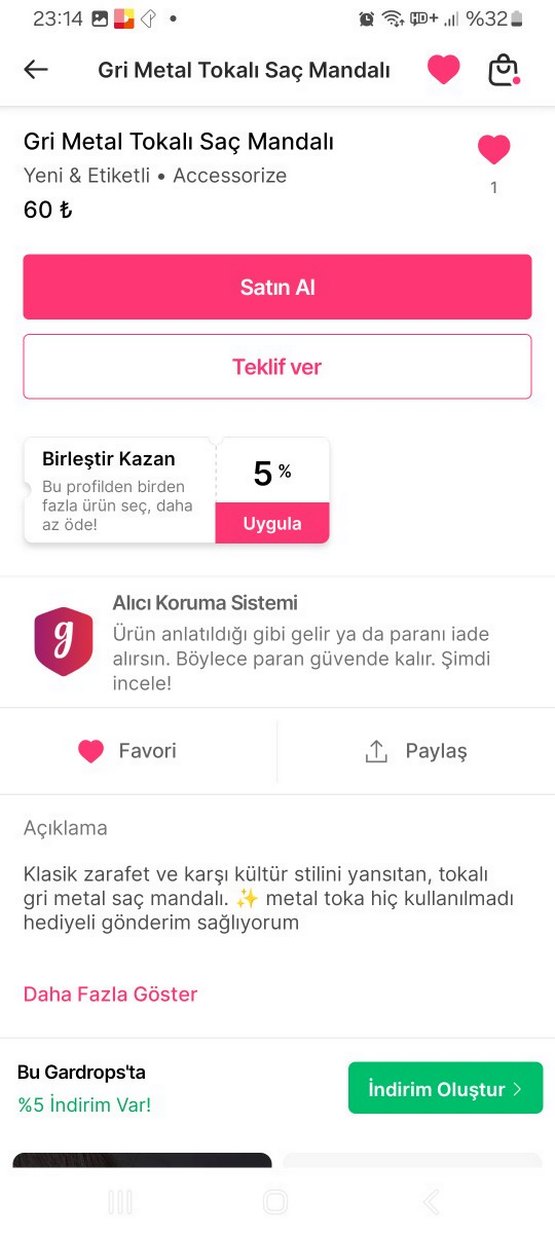 Gri Metal Tokalı Kadın Saç Tokası - Görsel 2