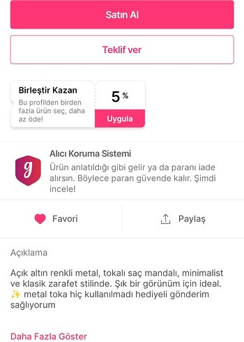 Altın Renkli Plastik Saç Tokası - Görsel 2