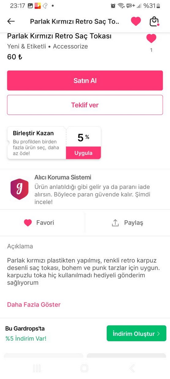 karpuzlu  Saç Tokası - Görsel 2