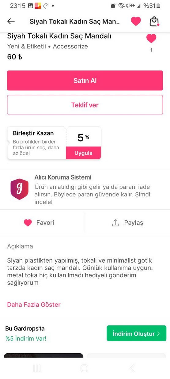 Siyah metal  Saç Tokası - Görsel 2