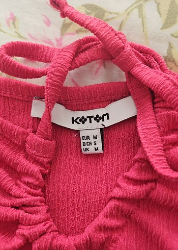 Koton Pembe Fırfırlı Halter Yaka Crop Top