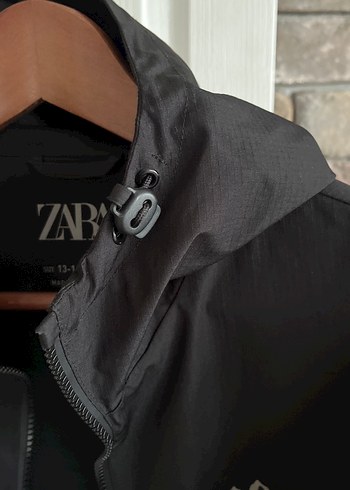 13-14 Yaş Beden Siyah Fermuarlı Yüksek Yakalı çocuk yağmurluk