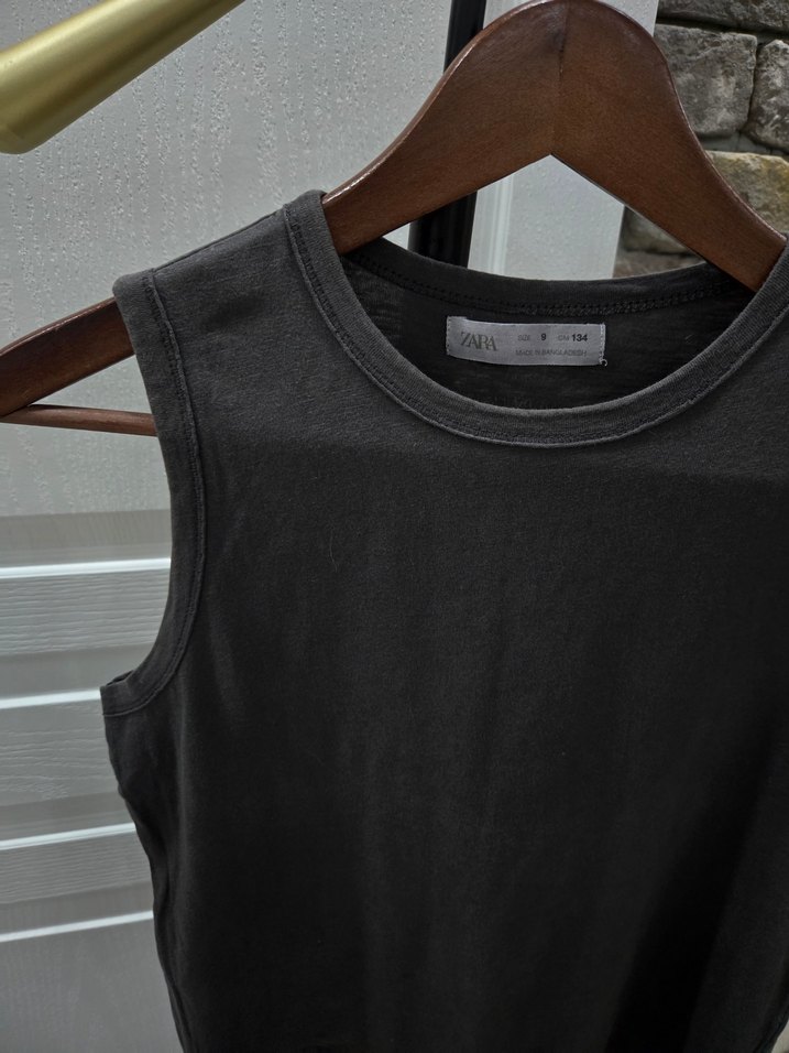 Gri Pamuklu Kolsuz Yüksek Yakalı çocuk Atlet - Görsel 2