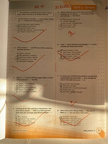  Beden İnfluence grammar test book