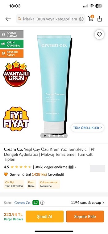 Beden Renk Cream Co yüz temizleme jeli