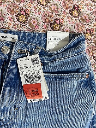 34 Beden lacivert Renk Etiketli Mango Jean