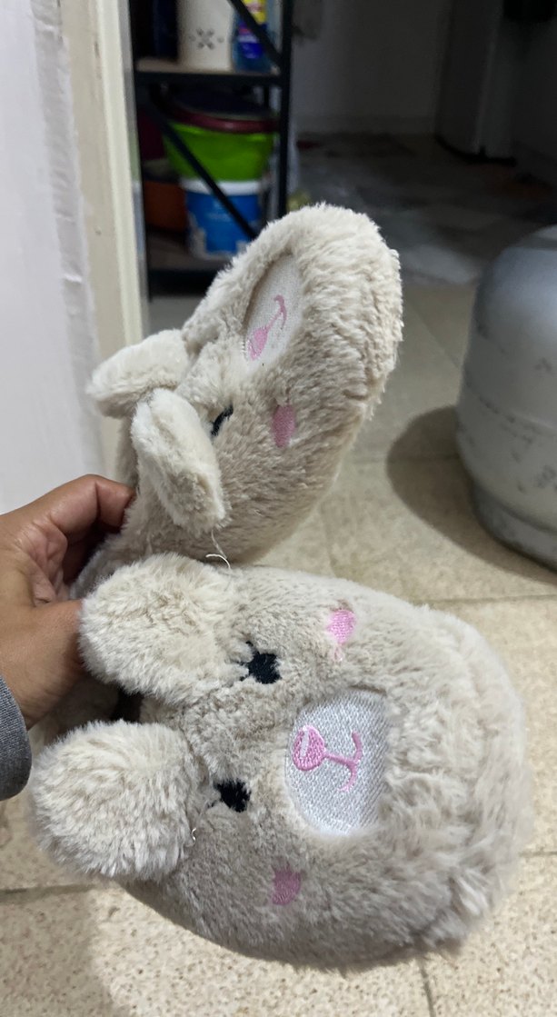 Kız Çocuk Beyaz Nakışlı Peluş Terlik - Görsel 4