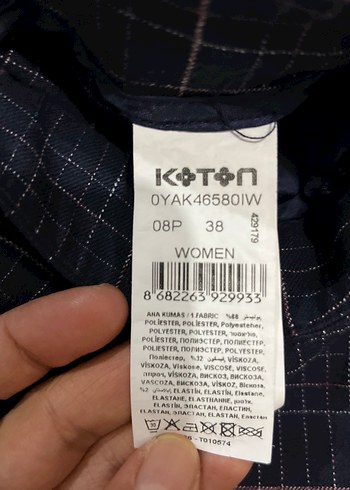 Kadın Lacivert Kareli Pilili Kumaş Pantolon - Görsel 3