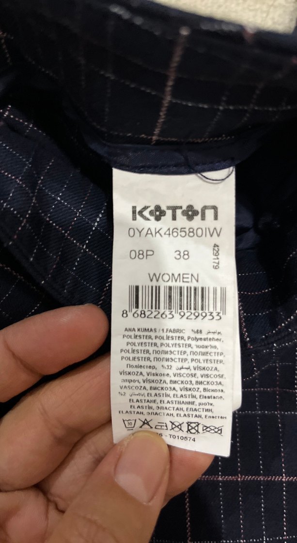 Kadın Lacivert Kareli Pilili Kumaş Pantolon - Görsel 3