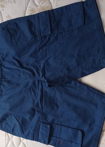 büyük beden Erkek Mavi Kemerli Midi Denim Şort