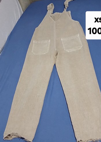 Bej Kadın Midi Kot Tulum - Görsel 2