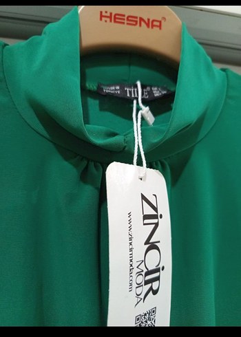 l Beden Yeşil Uzun Kollu Mini Bluz