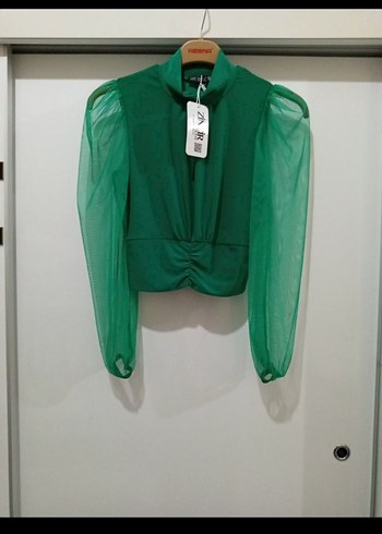 Yeşil Uzun Kollu Mini Bluz