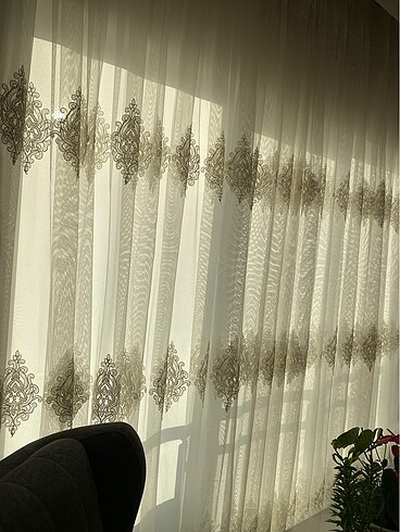 Diğer Damask desenli sık pliseli tül perde