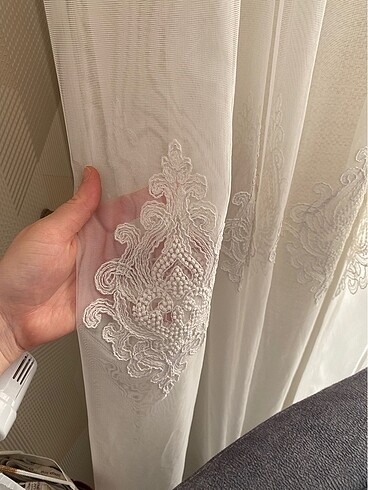  Beden Damask desenli sık pliseli tül perde