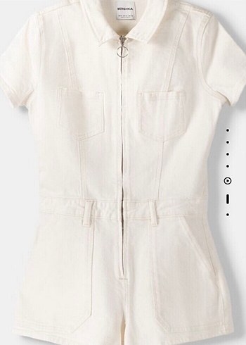 Bershka Beyaz Kısa Kollu Mini Tulum - Görsel 2