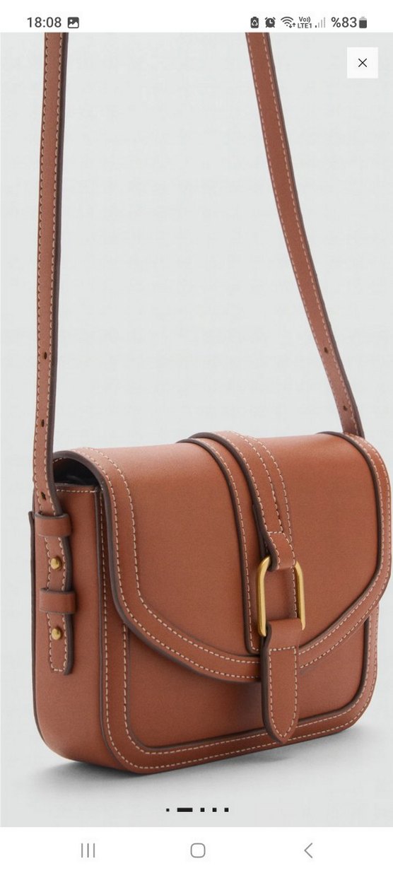 Deri görünümlü tokalı Kadın Çanta - Görsel 2