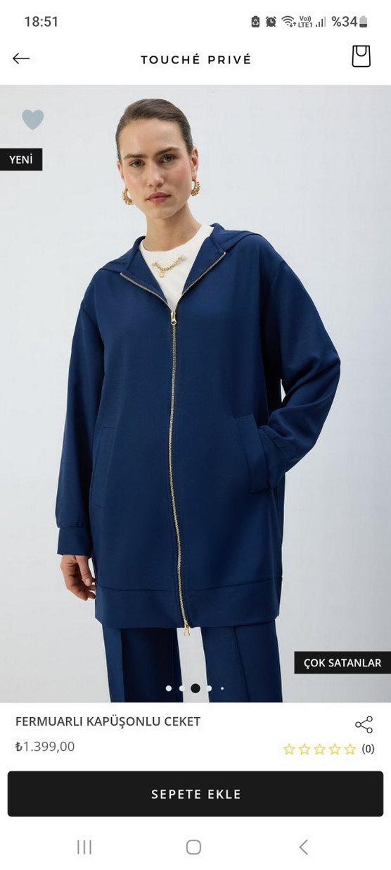 Parlak Lacivert Kadın Midi Ceket touche - Görsel 2