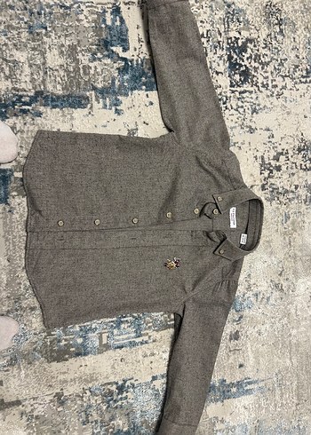Polo Gri Erkek Çocuk Düğmeli Uzun Kollu Gömlek
