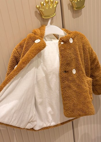 Kahverengi Çocuk Peluş Mont - Görsel 4
