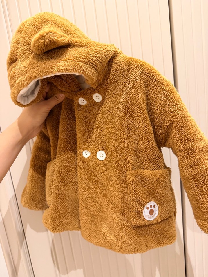 Kahverengi Çocuk Peluş Mont - Görsel 3