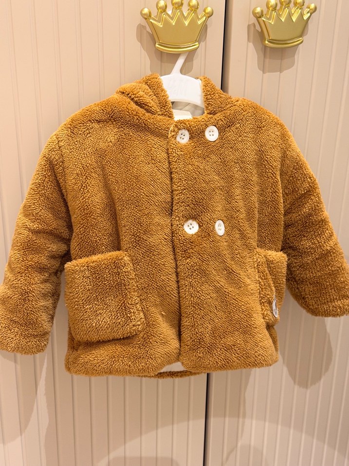 Kahverengi Çocuk Peluş Mont - Görsel 2