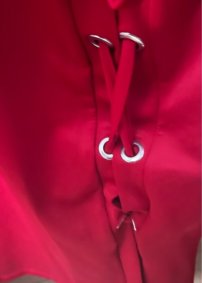 Kırmızı fakir kol elbise 50 beden - Görsel 3