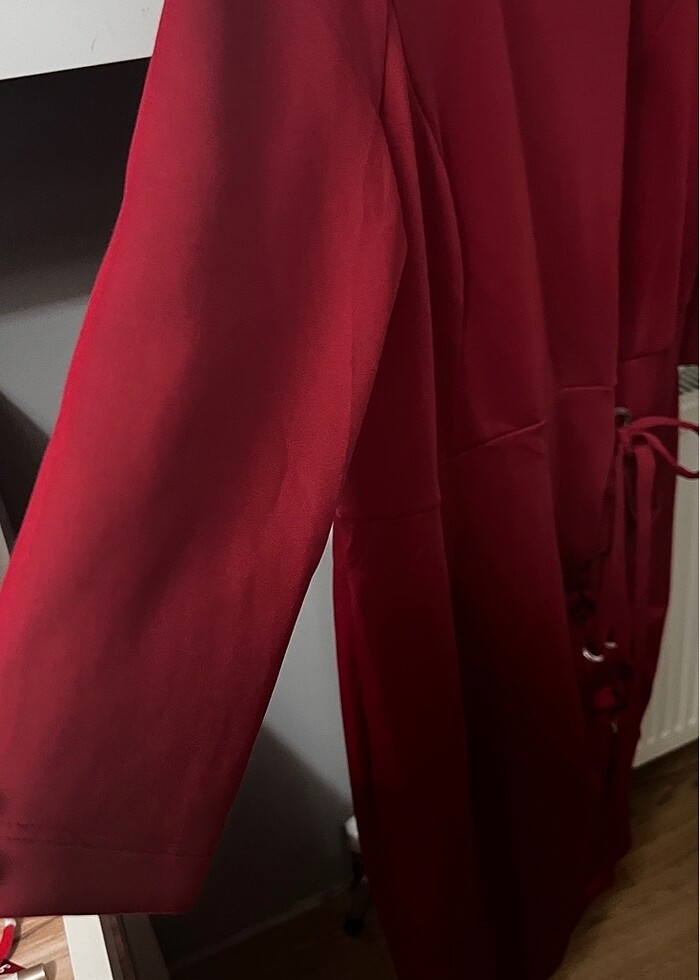 Kırmızı fakir kol elbise 50 beden - Görsel 4