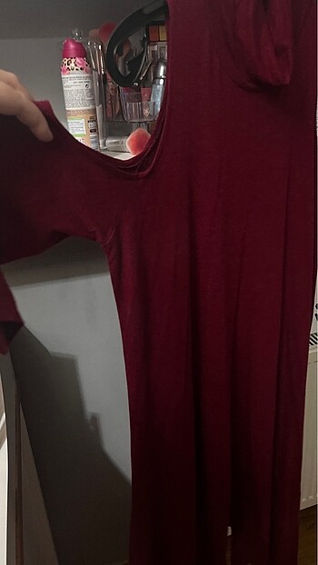 Bordo penye elbise - Görsel 5