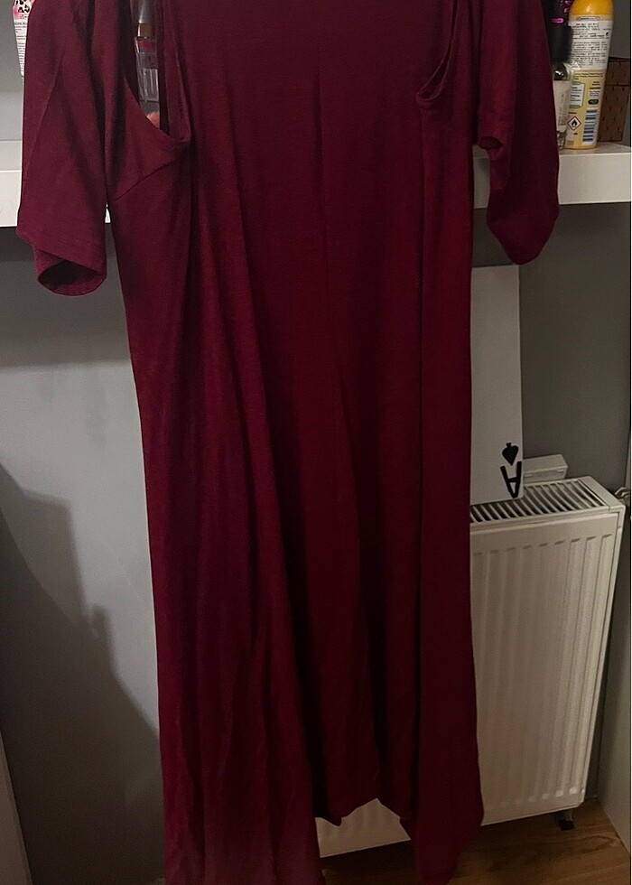 Bordo penye elbise - Görsel 2