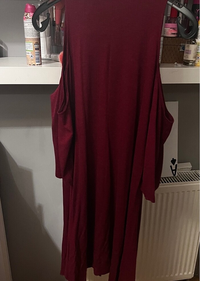 Bordo penye elbise - Görsel 4