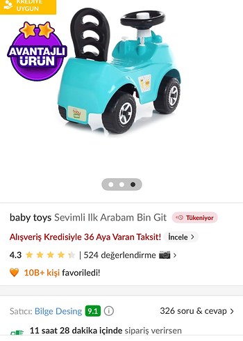 Mavi Renkli Oyuncak Araba