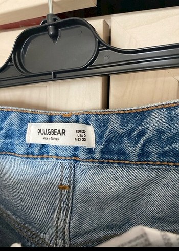 32 Beden Kemerli Mavi Midi Boy Kadın Kot Pantolon